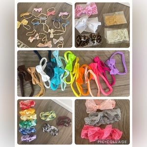 Lot of baby girl hair bows tie dye rainbow